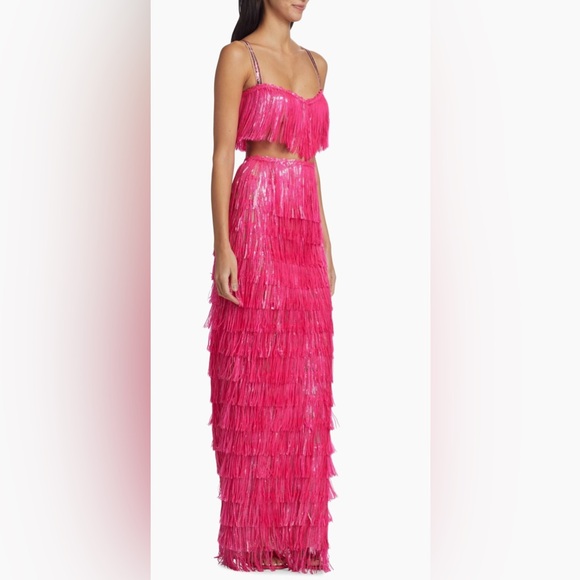 Bronx and Banco Sequin Fringe Two-Piece Skirt Set. NWT. Size L which is a US 8 - Picture 2 of 5